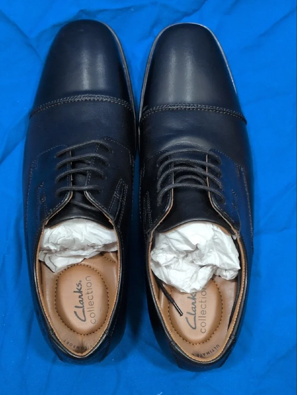 New In Box Men's CLARK'S collection Tilden Black Leather Oxford Shoes 10w